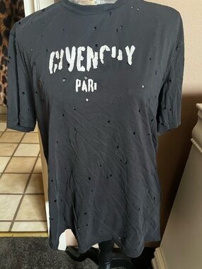 Givenchy Black Tee with White Logo large